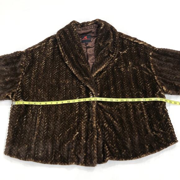 Revolve Adrienne Landau Brown Faux Fur Shawl Collar Coat - Picture 6 of 12